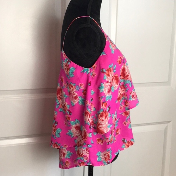 Paper Crane Layered Floral Pink Tank Top size Medium - Picture 8 of 9